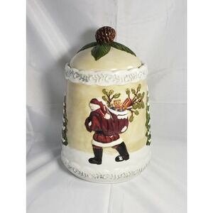 Vintage Mercuries Christmas Ceramic Cookie Jar Santa Snowman Pine Tree/Cone
